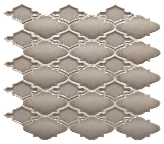 12x14 Serliana Arabesque Moroccan  Mosaic Solid-Color Matte Smooth Porcelain Tile Taupe Gray