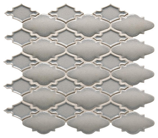 12x14 Serliana Arabesque Moroccan  Mosaic Solid-Color Matte Smooth Porcelain Tile Soft Gray