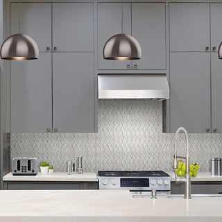 Soft Gray - 12x14 Serliana Arabesque Moroccan Mosaic Solid-Color Matte Smooth Porcelain Tile