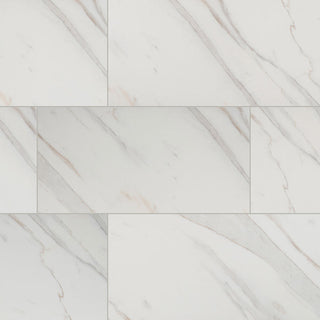 12x24 Pietra Calacatta Marble-Look Matte Smooth Porcelain Tile