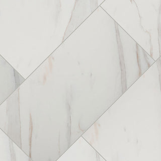 Soft White - 12x24 Pietra Calacatta Marble-Look Matte Smooth Porcelain Tile