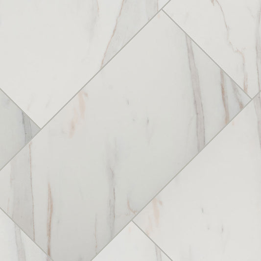 12x24 Pietra Calacatta Marble-Look Matte Smooth Porcelain Tile