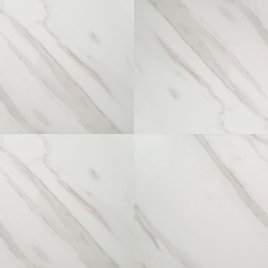 24x24 Pietra Calacatta Marble-Look Matte Smooth Porcelain Tile