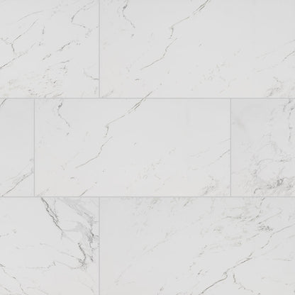 12x24 Pietra Carrara Marble-Look Matte Smooth Porcelain Tile Soft White