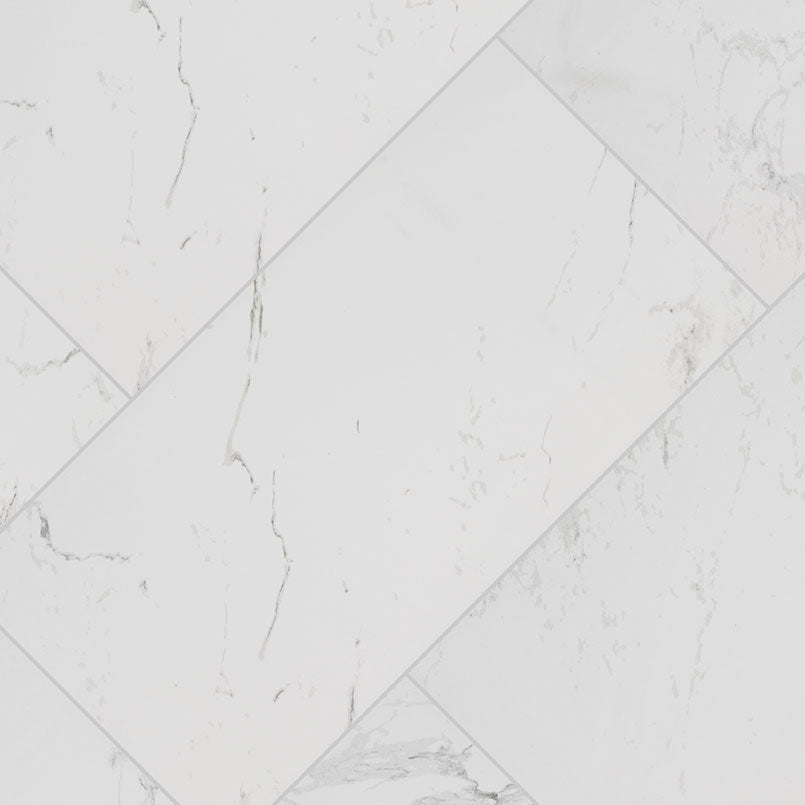 12x24 Pietra Carrara Marble-Look Matte Smooth Porcelain Tile Soft White