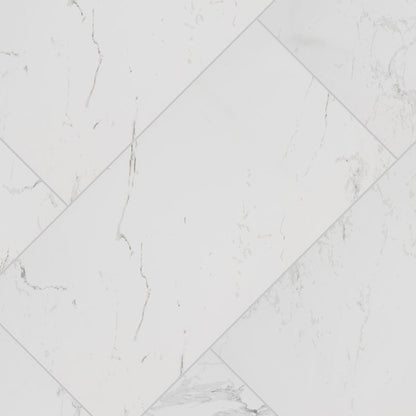 12x24 Pietra Carrara Marble-Look Matte Smooth Porcelain Tile Soft White