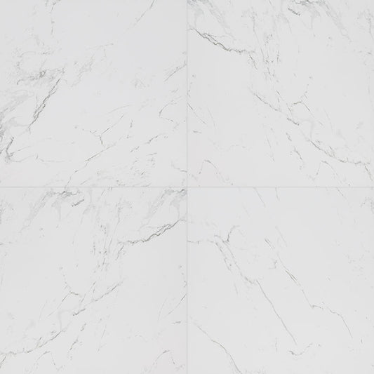 24x24 Pietra Carrara Marble-Look Matte Smooth Porcelain Tile