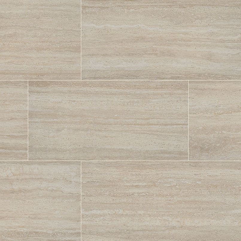 24x48 Cordova Travertine-Look Matte Smooth Porcelain Tile Beige Cream
