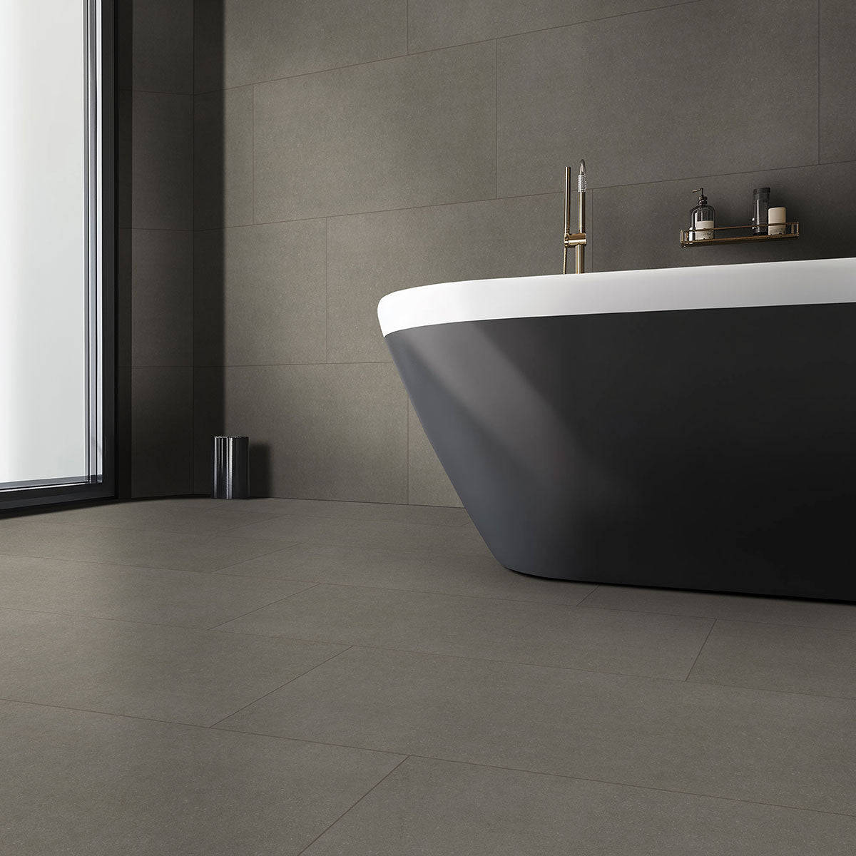 12x24 Dimensions Concrete-Look Matte Smooth Porcelain Tile Charcoal Black