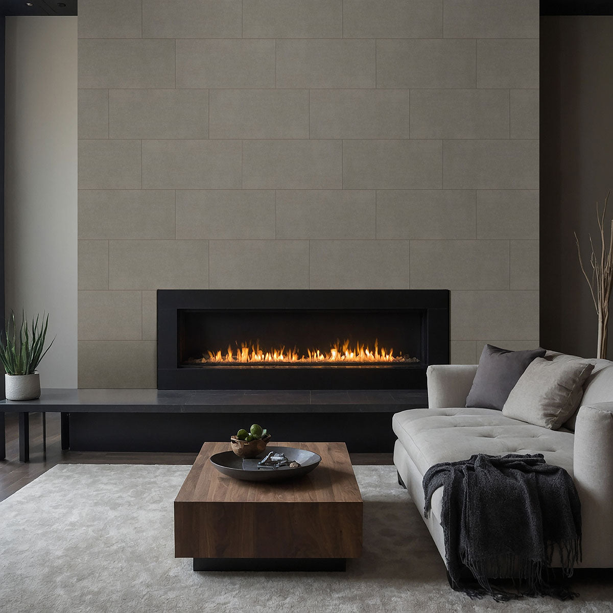 12x24 Dimensions Concrete-Look Matte Smooth Porcelain Tile Charcoal Black