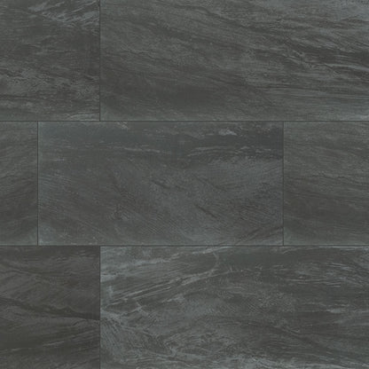12x24 Durban Stone-Look Matte Textured Porcelain Tile Charcoal Black