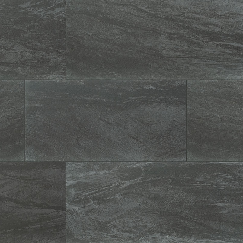 24x48 Durban Stone-Look Matte Textured Porcelain Tile Charcoal Black