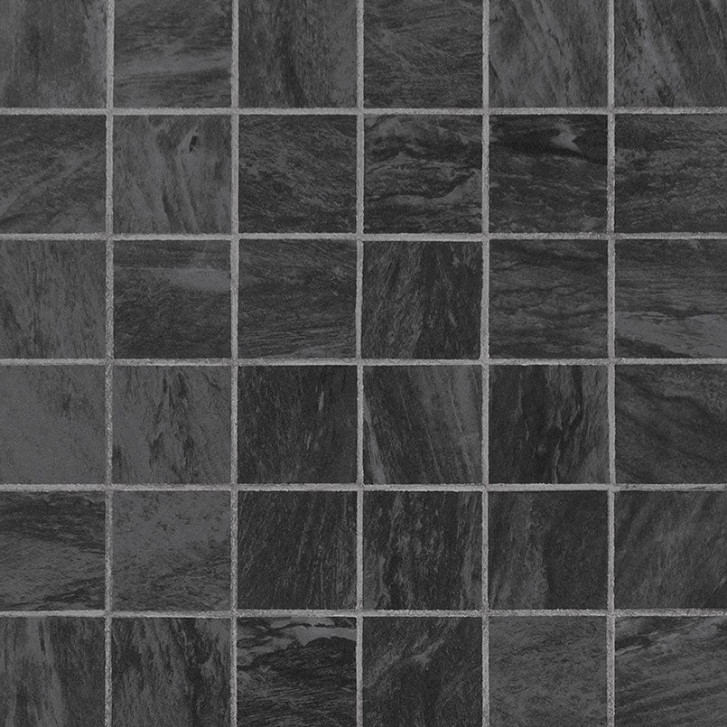 2x2 Durban Mosaic Stone-Look Matte Textured Porcelain Tile Charcoal Black