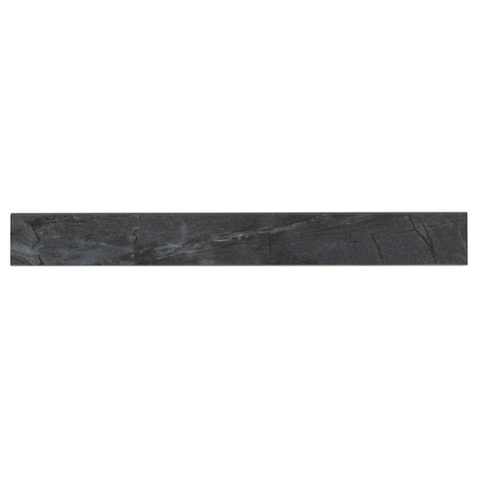 White Gray - 3x24 Durban Stone-Look Polished Textured Porcelain Bullnose Tile