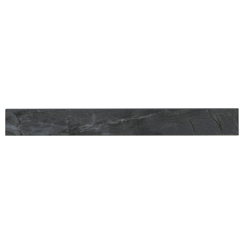 3x24 Durban Bullnose Stone-Look Polished Textured Porcelain Tile Charcoal Black
