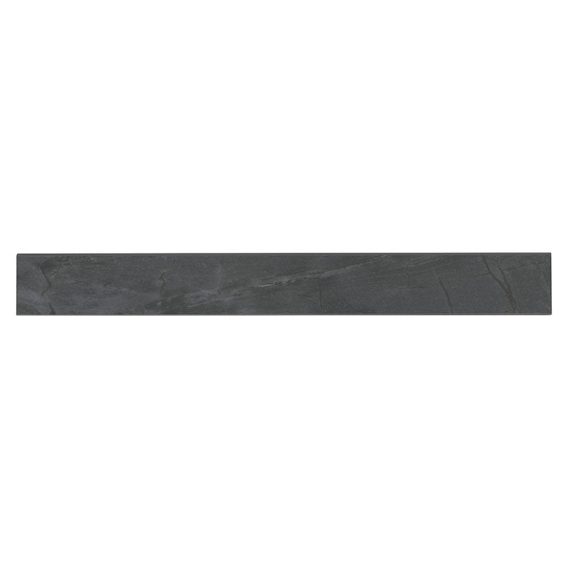 3x24 Durban Bullnose Stone-Look Matte Textured Porcelain Tile Charcoal Black