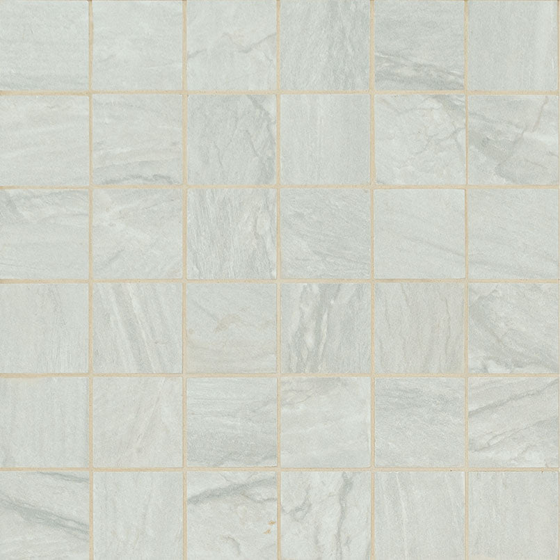 2x2 Durban Mosaic Stone-Look Matte Textured Porcelain Tile White Gray