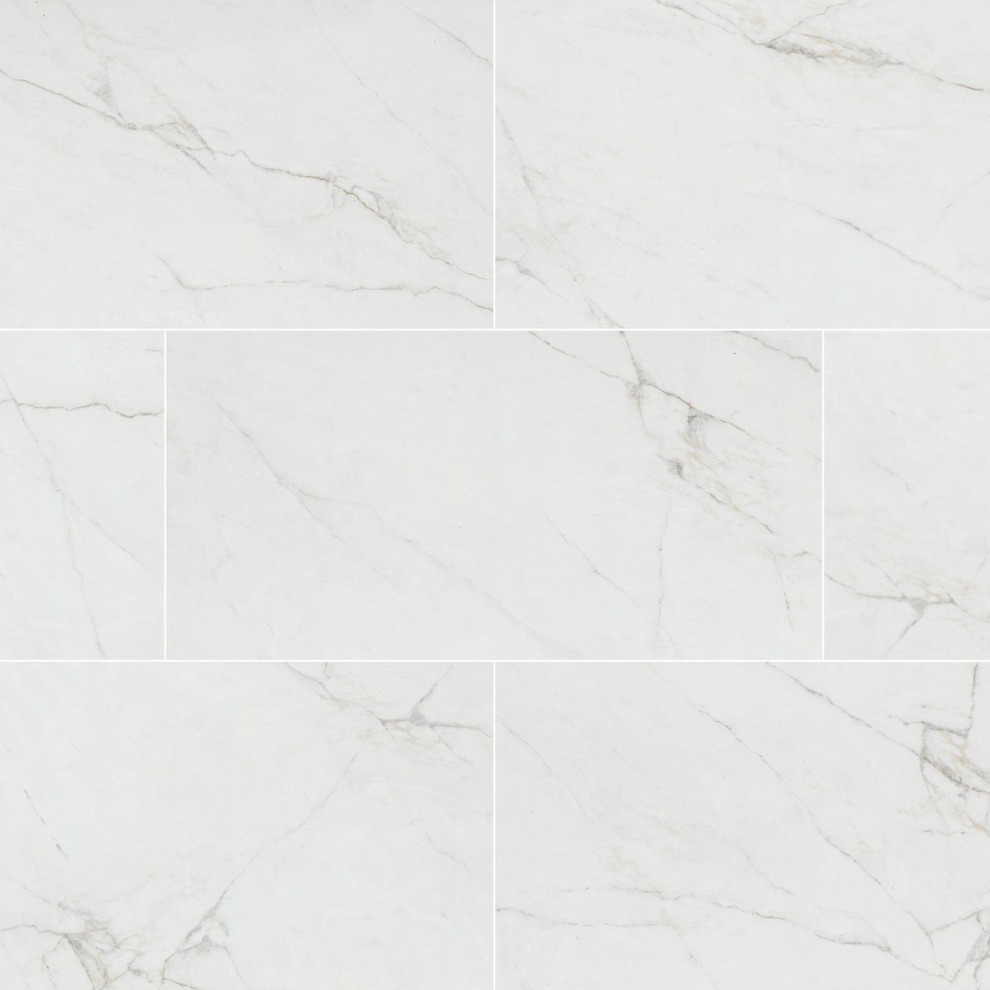 12x24 Dymo Light Veining Patterned Marble-Look Glossy 3D Geometric Faceted Ceramic Tile Pure White