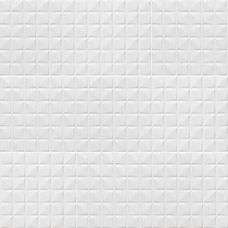 White Gray - 12x24 Dymo Patterned Marble-Look Glossy 3D Geometric Pyramid Ceramic Tile