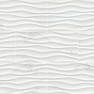 12x24 Dymo Medium Veining Patterned Marble-Look Glossy Wavy Ceramic Tile