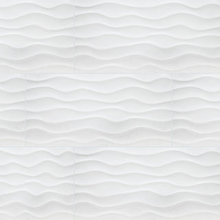White Gray - 12x24 Dymo Light Veining Patterned Marble-Look Glossy Smooth Ceramic Tile