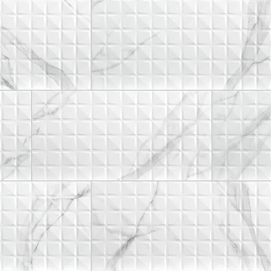 12x24 Dymo Patterned Solid-Color Matte Smooth Ceramic Tile Grey White