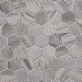 Taupe Grey - 2x2 Eden Hexagon Mosaic Stone-Look Matte Smooth Porcelain Tile