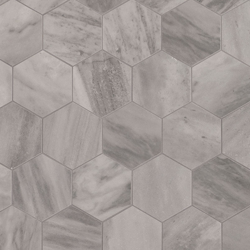3x3 Eden Hexagon Mosaic Stone-Look Matte Textured Porcelain Tile Taupe Grey
