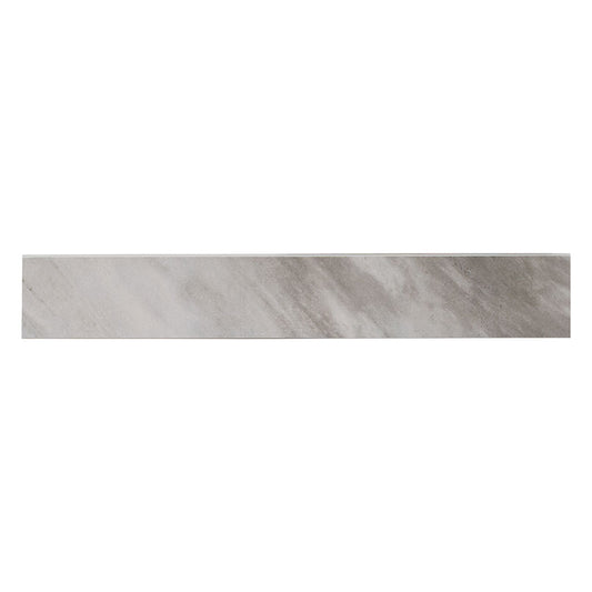 4x24 Eden Bullnose Stone-Look Polished Textured Porcelain Tile Taupe Grey