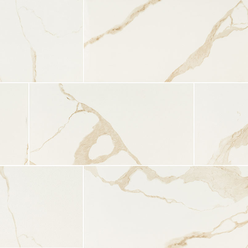 12x24 Eden Medium Veining Marble-Look Matte Smooth Porcelain Tile Cream Beige