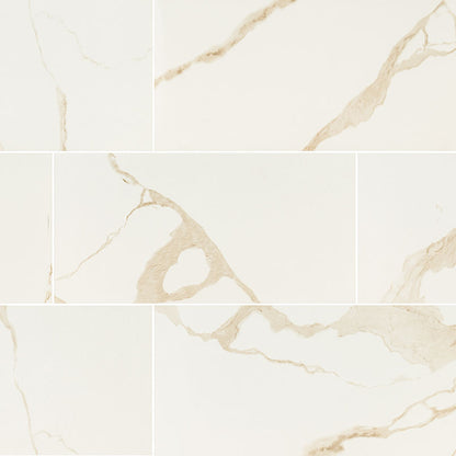 24x48 Eden Medium Veining Marble-Look Matte Smooth Porcelain Tile Cream Beige