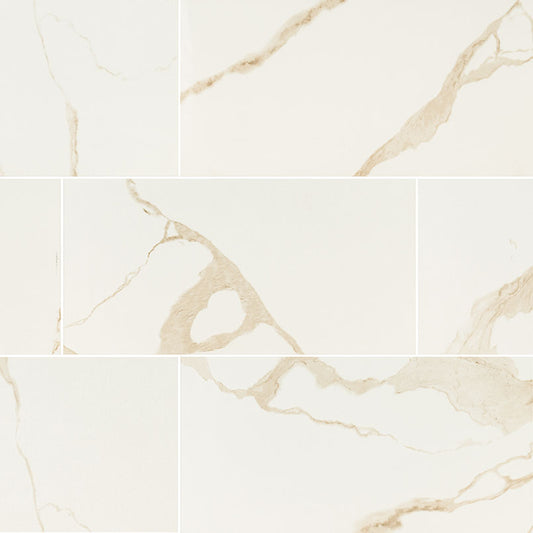 24x48 Eden Medium Veining Marble-Look Matte Smooth Porcelain Tile Cream Beige
