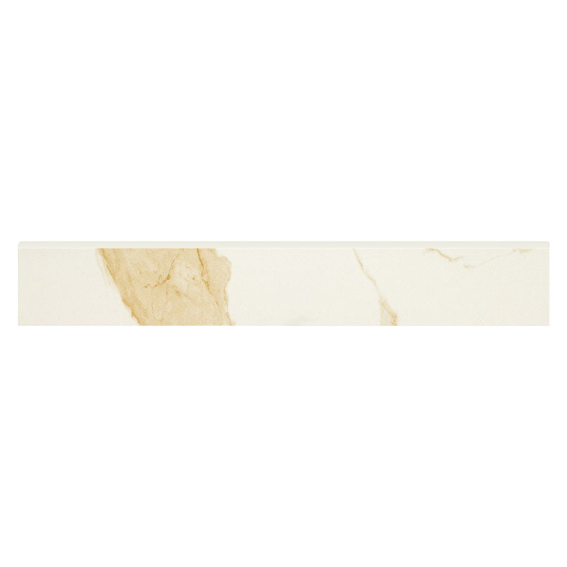 4x24 Eden Bullnose Medium Veining Liner Marble-Look Polished Smooth Porcelain Tile Cream Beige