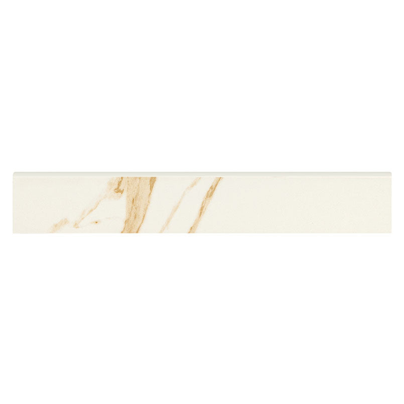 4x24 Eden Bullnose Medium Veining Liner Marble-Look Matte Smooth Porcelain Tile Cream Beige