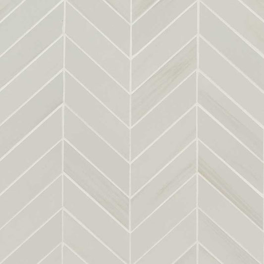 12x15 Eden Chevron Light Veining Mosaic Marble-Look Matte Smooth Porcelain Tile Soft Ivory