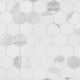 2x2 Eden Hexagon Intense Veining Mosaic Marble-Look Matte Smooth Porcelain Tile White Gray