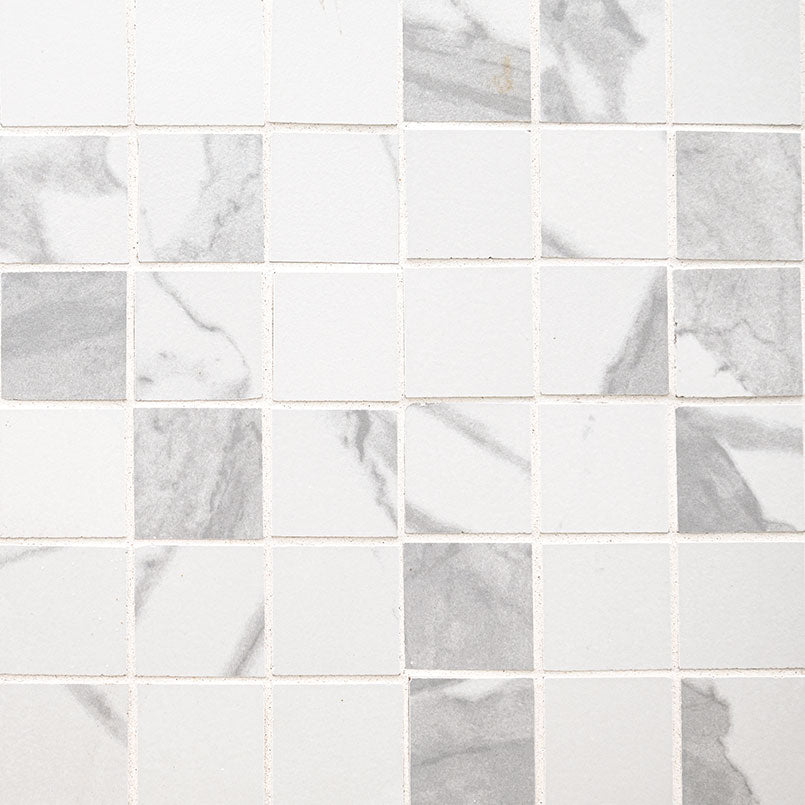2x2 Eden Mosaic Marble-Look Matte Smooth Porcelain Tile White Gray