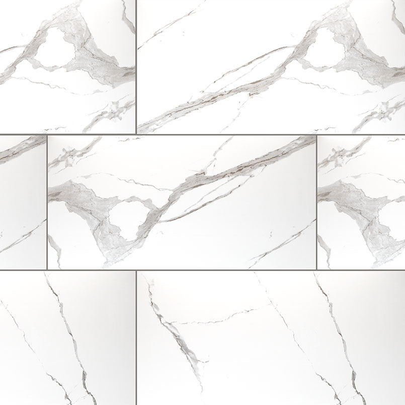 12x24 Eden Intense Veining Marble-Look Matte Smooth Porcelain Tile White Gray