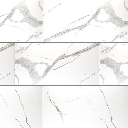12x24 Eden Intense Veining Marble-Look Matte Smooth Porcelain Tile White Gray