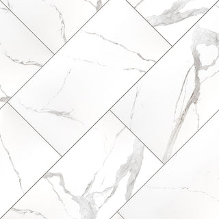 White Gray - 24x48 Eden Intense Veining Marble-Look Matte Smooth Porcelain Tile