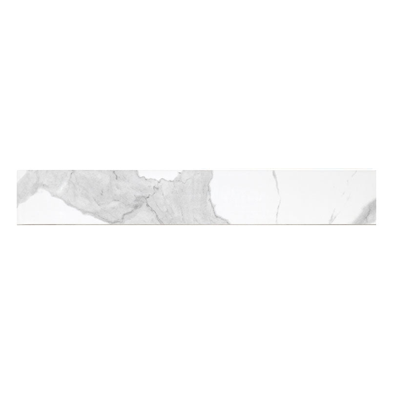4x24 Eden Intense Veining Bullnose Marble-Look Polished Smooth Porcelain Tile White Gray