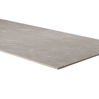 24x48 Elbe Stone-Look Lapato Textured Porcelain Tile Warm Gray