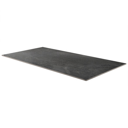 12x24 Elbe Stone-Look Lapato Textured Ceramic Tile Charcoal Black