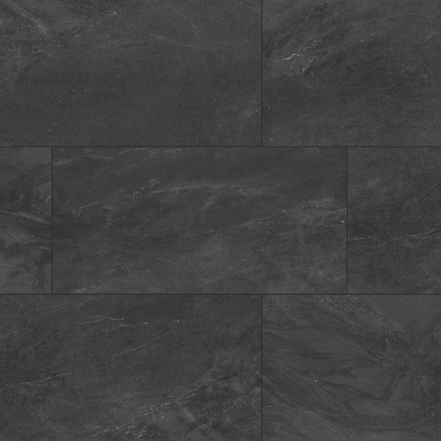 24x48 Elbe Stone-Look Lapato Textured Ceramic Tile Charcoal Black