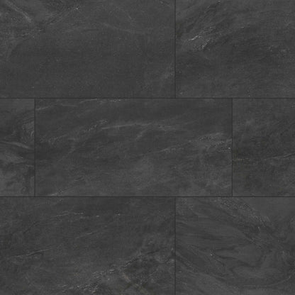 24x48 Elbe Stone-Look Lapato Textured Ceramic Tile Charcoal Black