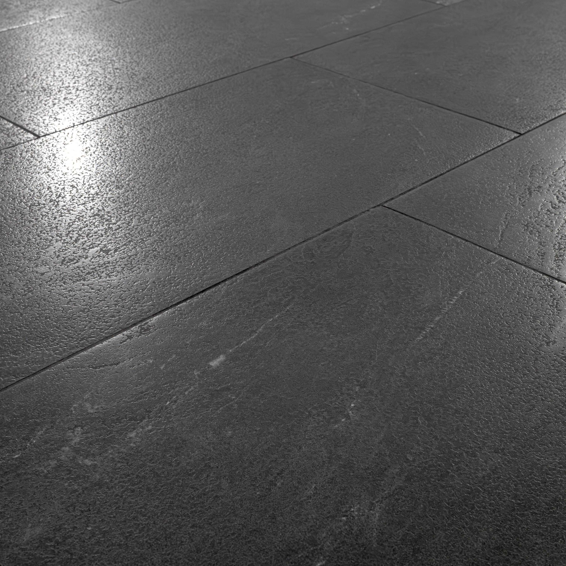 24x48 Elbe Stone-Look Lapato Textured Ceramic Tile Charcoal Black