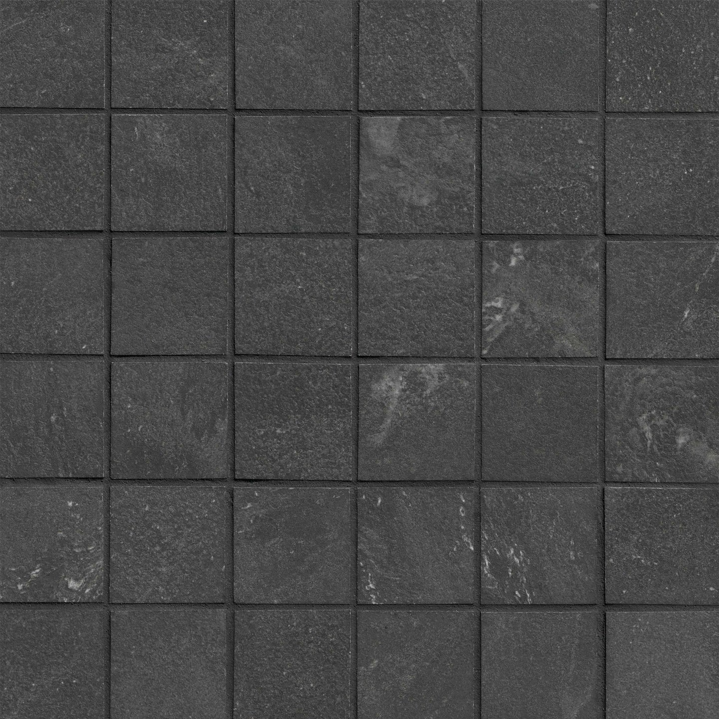2x2 Elbe Mosaic Stone-Look Lapato Textured Ceramic Tile Charcoal Black