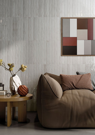 Gray Beige - 2x18 Flamenco Solid-Color Glossy Smooth Porcelain Tile