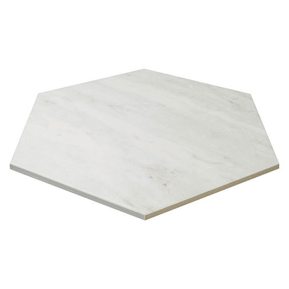 11x13 Geoglam Hexagon Marble-Look Matte Smooth Porcelain Tile White Gray