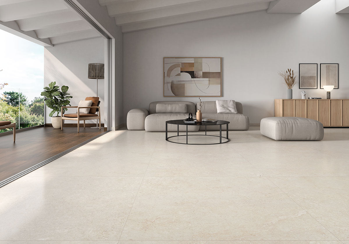 48x48 Girona Stone-Look Lapato Smooth Porcelain Tile Beige
